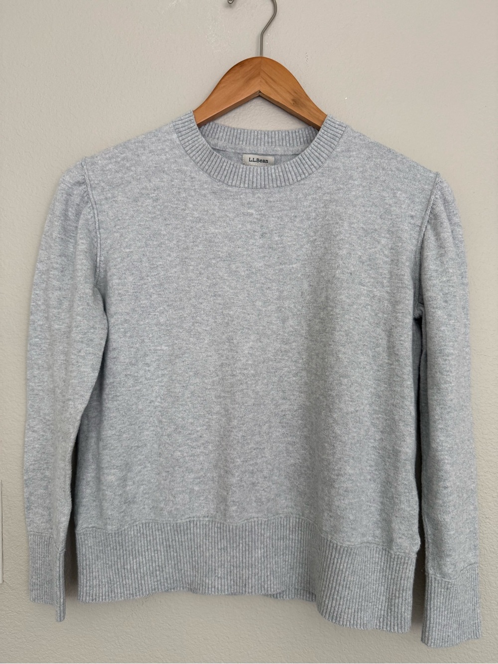 L.L. Bean Cotton Cashmere Heather Gray Crewneck Sweater in XS